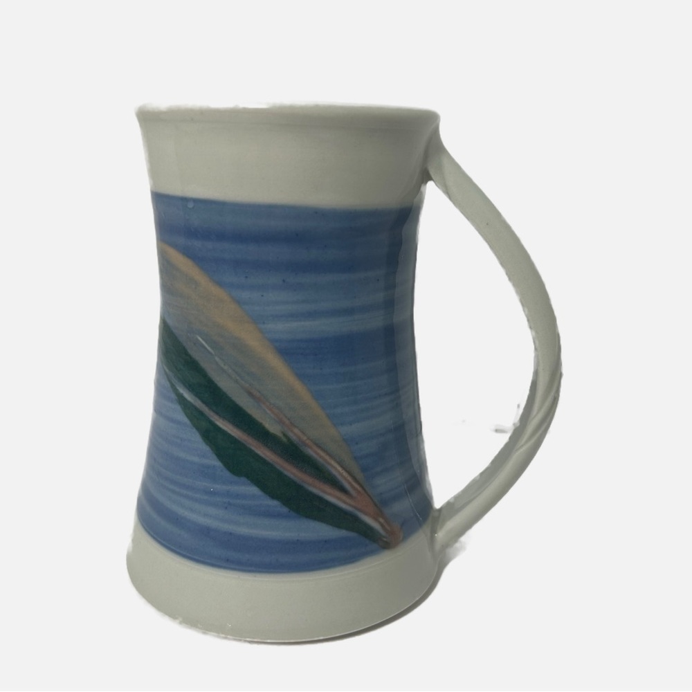 Art Studio Pottery Ceramic Coffee Tea Mug Blue Large Signed Rustic Holds 2 cups